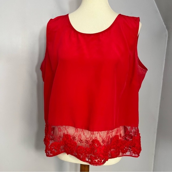 Vintage red three piece set maxi dress with floral lace embellished jacket - Picture 5 of 13